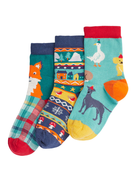 Frugi Rock My Socks 3 Pack Paw-Ty Time