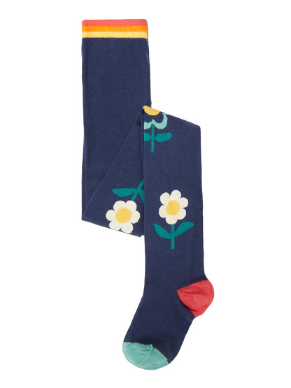 Frugi Norah Tights Navy Blue/Floral