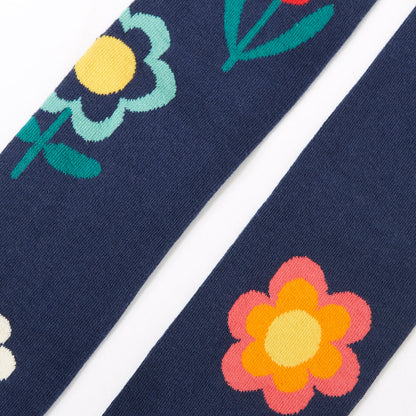 Frugi Norah Tights Navy Blue/Floral