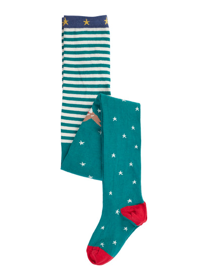 Frugi Norah Tights Hut Green Star/Robin