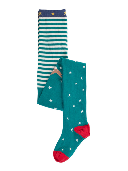 Frugi Norah Tights Hut Green Star/Robin