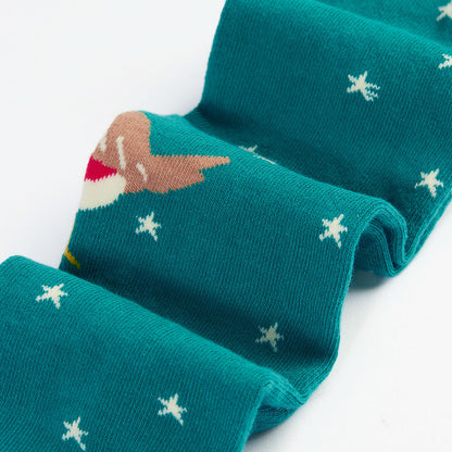 Frugi Norah Tights Hut Green Star/Robin