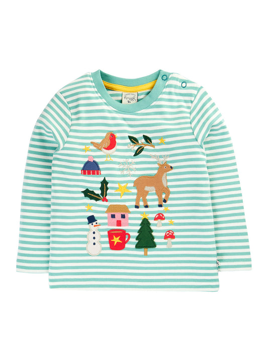 Discovery Applique Top Moss Stripe/Winter