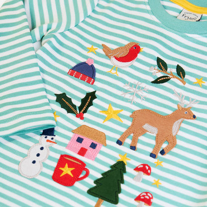 Discovery Applique Top Moss Stripe/Winter