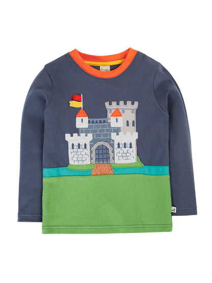 Frugi Terrific Embroidered Top Navy Blue/Castle