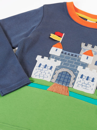 Frugi Terrific Embroidered Top Navy Blue/Castle
