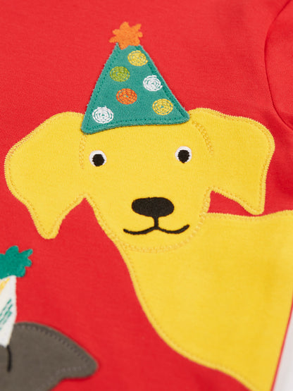 Frugi Adventure Circular Top Scarlet/Dogs