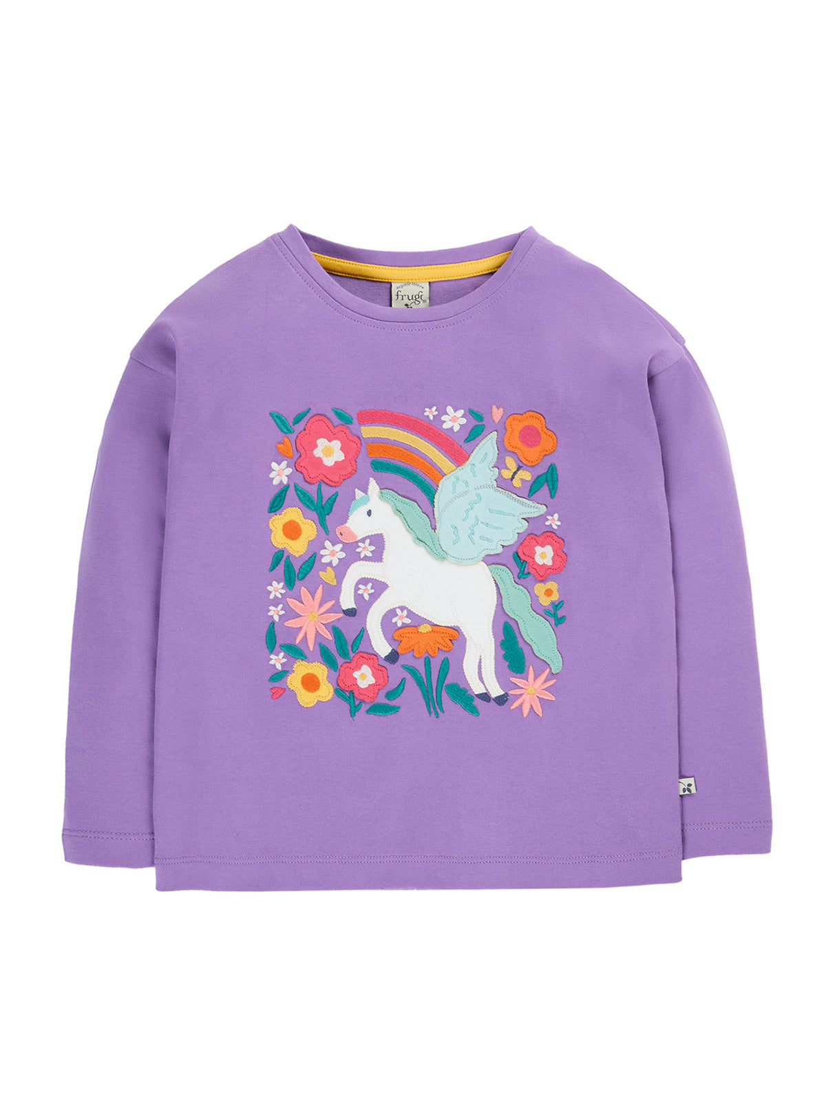 Frugi Bethany Applique Top Periwinkle/Pegasus