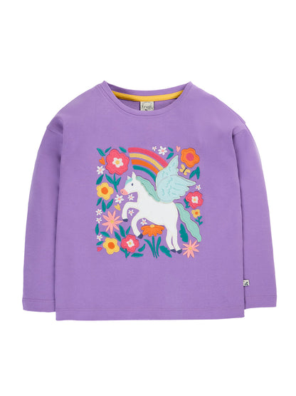 Frugi Bethany Applique Top Periwinkle/Pegasus