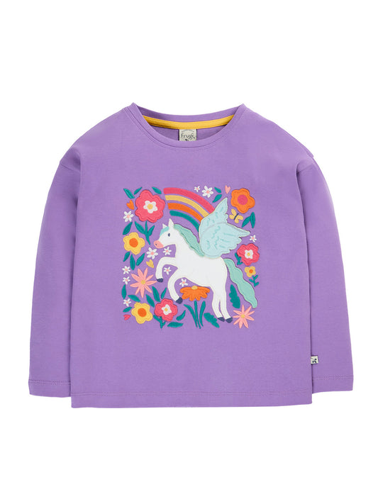 Frugi Bethany Applique Top Periwinkle/Pegasus
