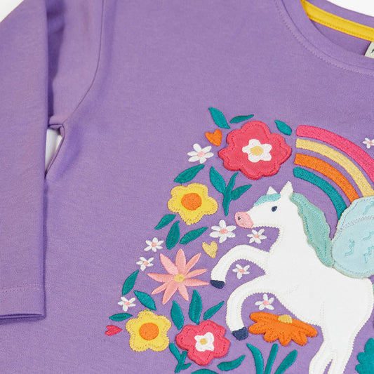 Frugi Bethany Applique Top Periwinkle/Pegasus
