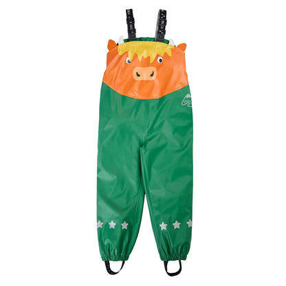 Frugi Character Puddle Buster Trousers Holly Green/Cow