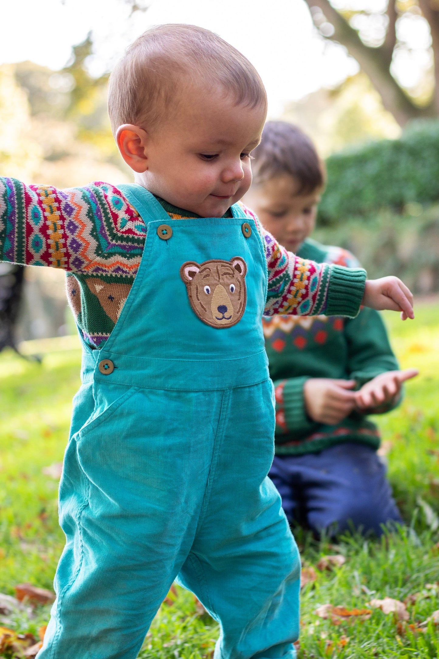 Durgan Bear Cord Dungaree Boat Blue