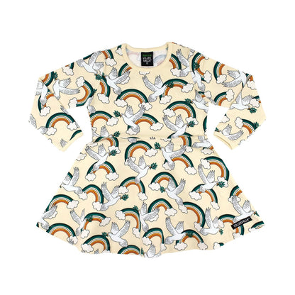 Peace Twirl Dress Beige