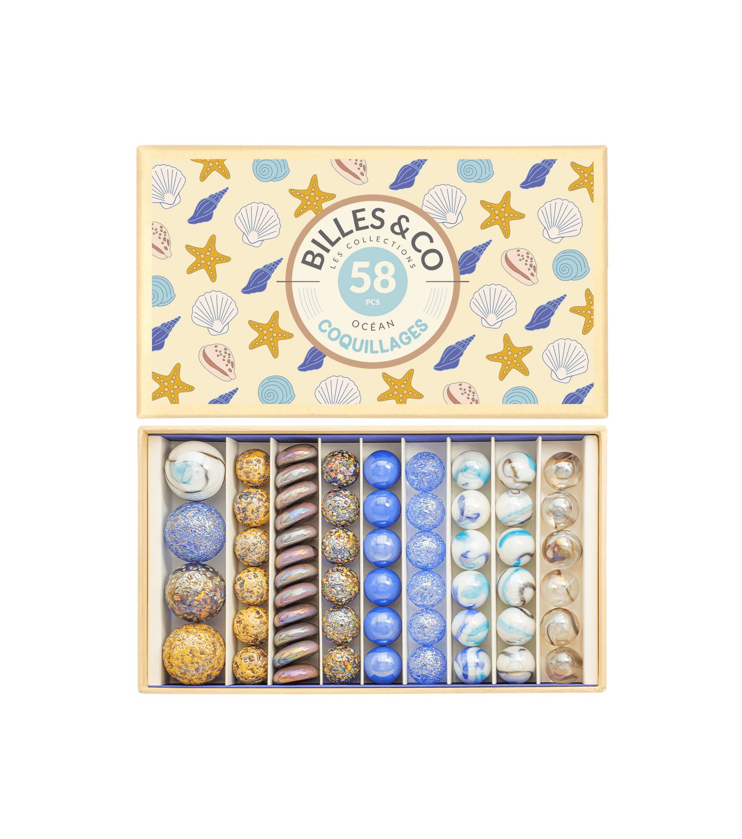 Shells Marbles Box - 58 Pack