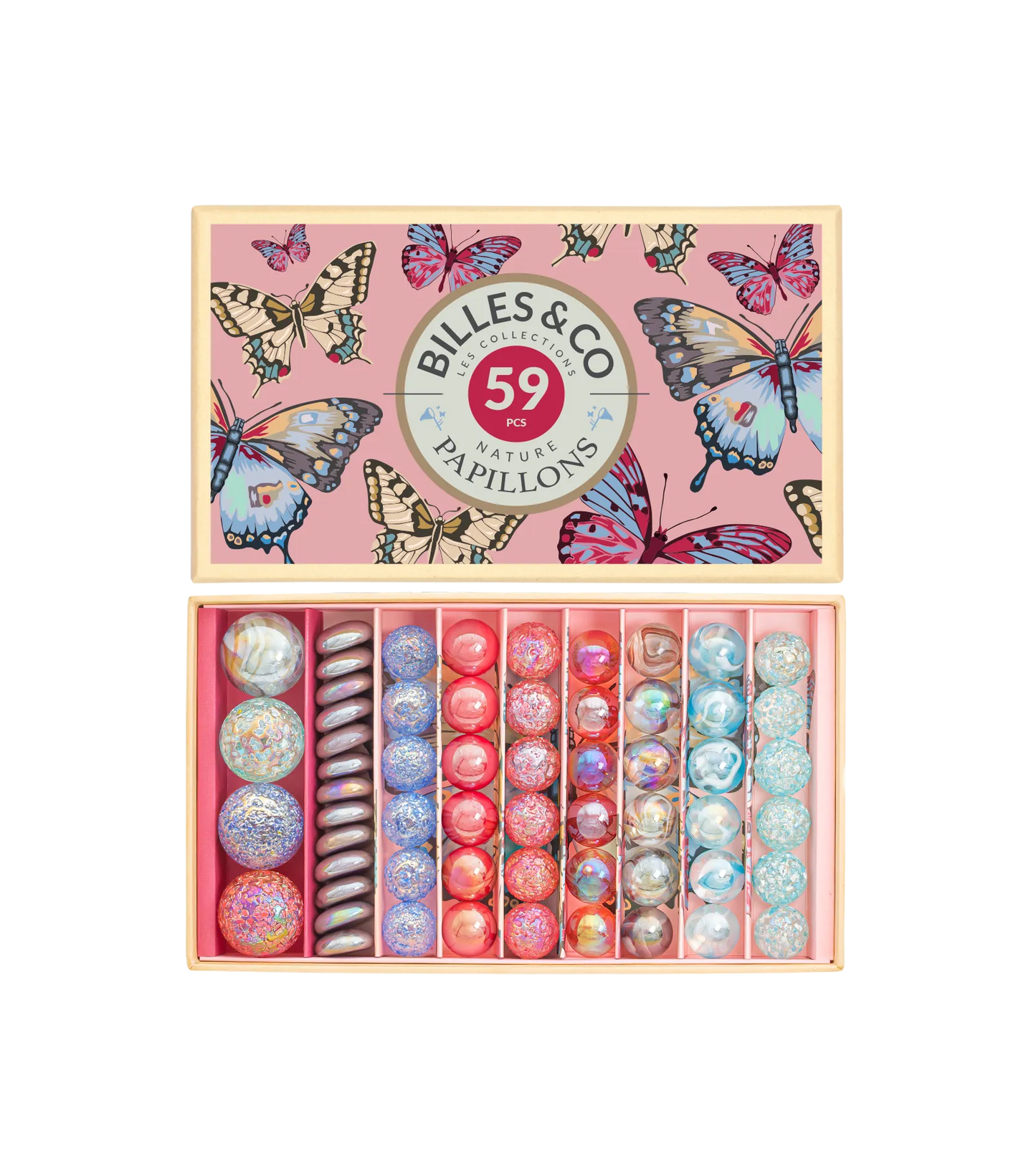 Butterflies Anamorphic Marbles Box - 59 Pieces