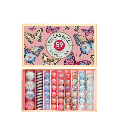 Butterflies Anamorphic Marbles Box - 59 Pieces