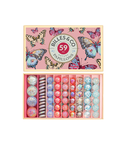 Butterflies Anamorphic Marbles Box - 59 Pieces