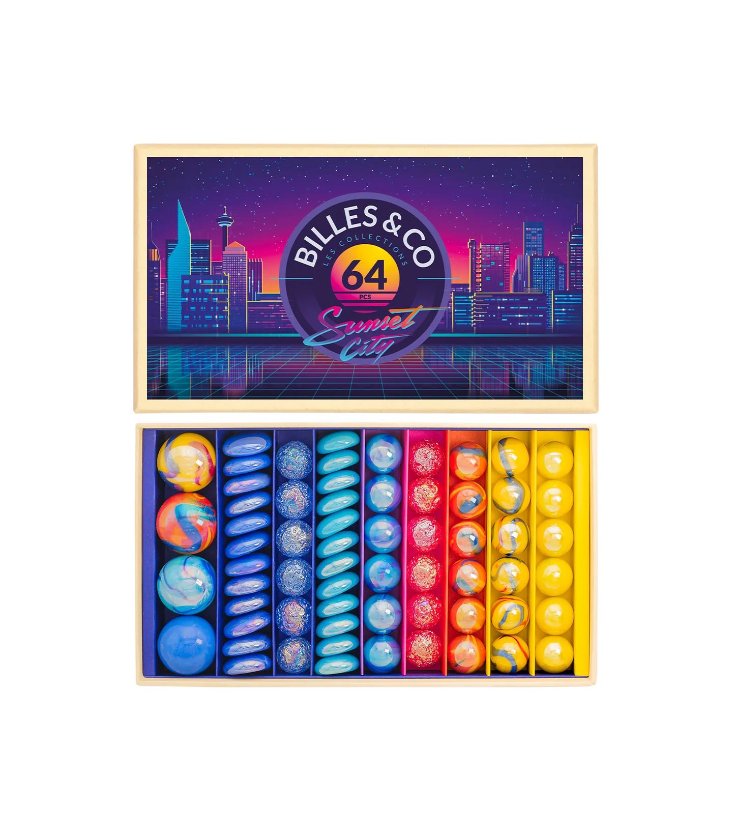 Sunset City Marbles Box - 64 Pieces