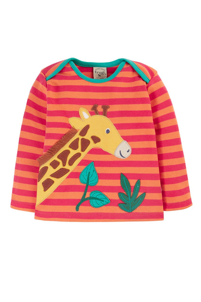 Bobby Giraffe Long Sleeve Top from from Frugi. Overlap neck for easy dressing.