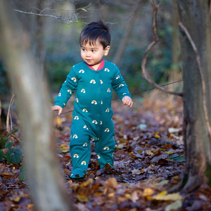 Turquoise Rainbows Organic Babygrow