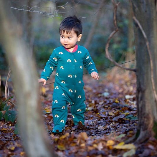Turquoise Rainbows Organic Babygrow