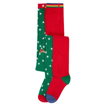 Norah Tights Green Robin/Berry Red 2 Pack
