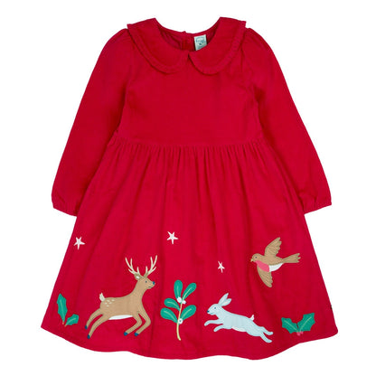 Peony Cord Dress Berry Red/Robin