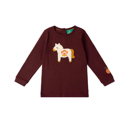Folk Horse Applique Long Sleeve T-Shirt