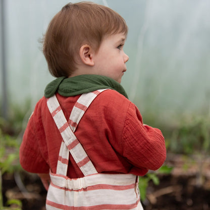 Little Green Radicals Vintage Red Stripe Dungaree Shorts