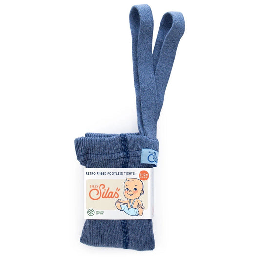 Footless Cotton Tights Steel Blue Blend