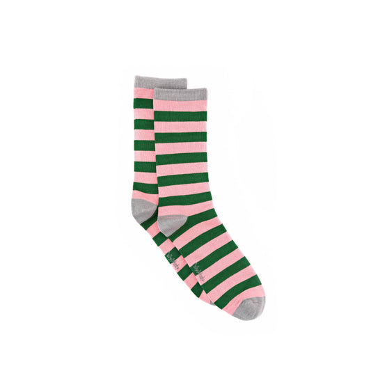 [Adult] Bamboo Pink & Green Stripe Socks