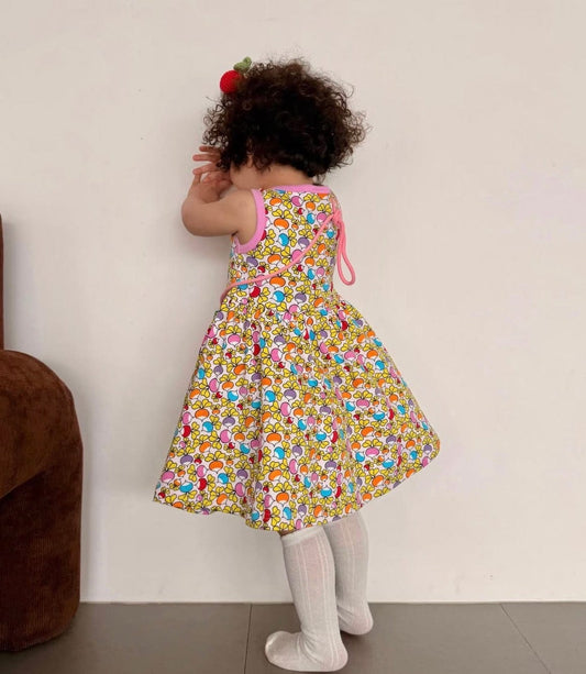 Jumbled Radish Sleeveless Gather Dress