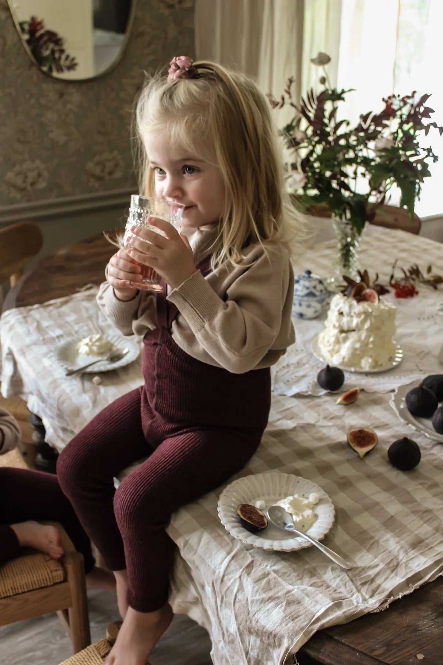 Footless Cotton Tights Fig Blend