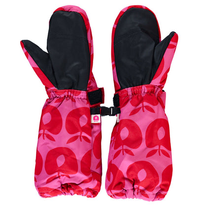 Long Mittens With Apples Pink