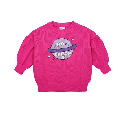 Planet Waffle Puff Sweatshirt Pink
