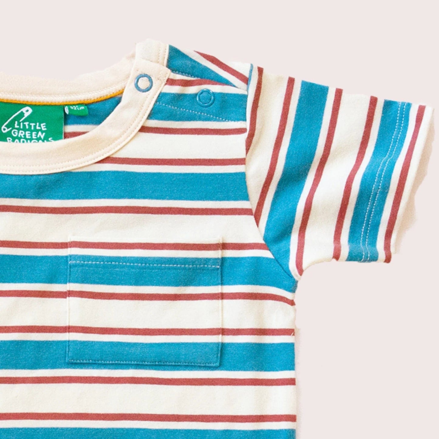Blue & Walnut Striped Organic Short Sleeve Shirt