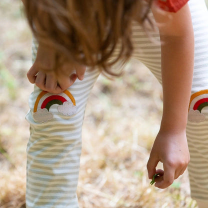 Rainbow Knee Patch Striped Joggers