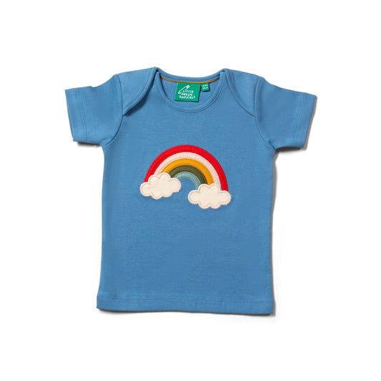 Blue Rainbow Appliqué Short Sleeve Shirt