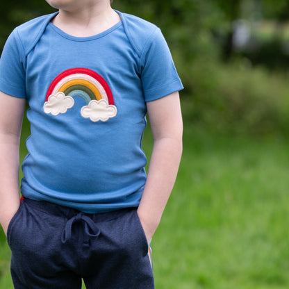 Blue Rainbow Appliqué Short Sleeve Shirt