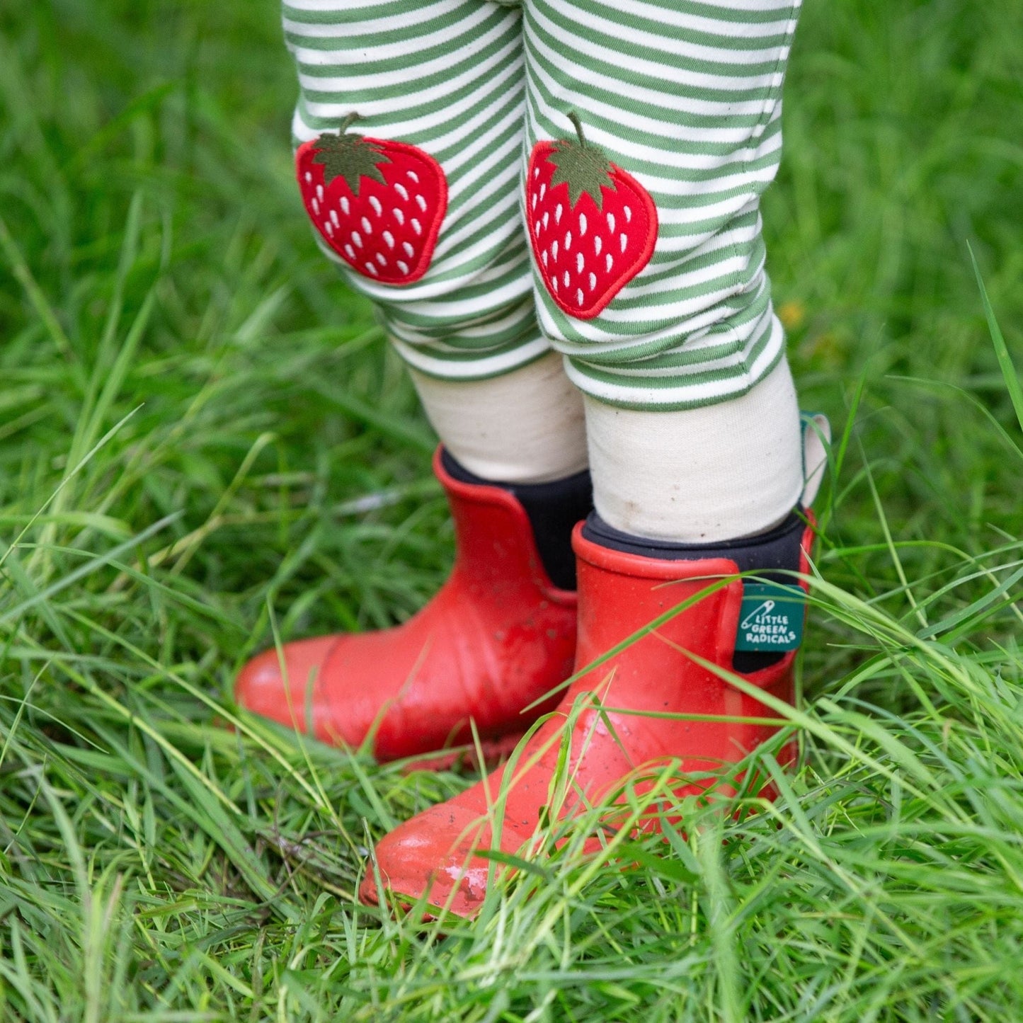 Strawberries Knee Patch Striped Joggers