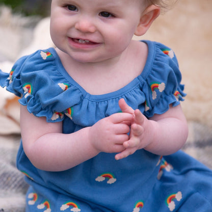 Blue Rainbows Frill Dress