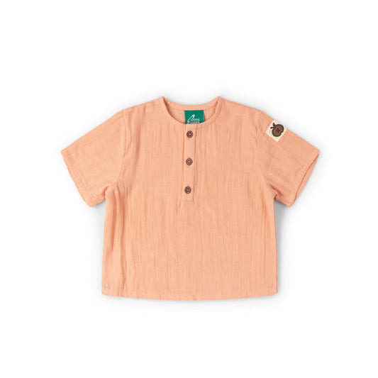 Coral Pink Short Sleeved Henley Top