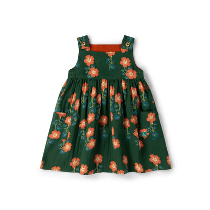 Little Green Radicals Orange Blooms Reversible Pinny Dress