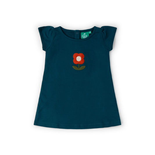 Red Flower Boat Neck Tunic Dress