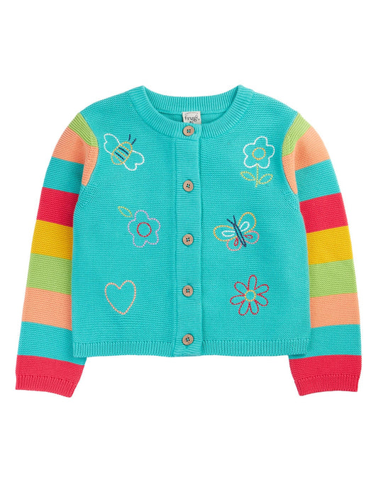 Cammie Cardigan Pacific Aqua/Butterfly