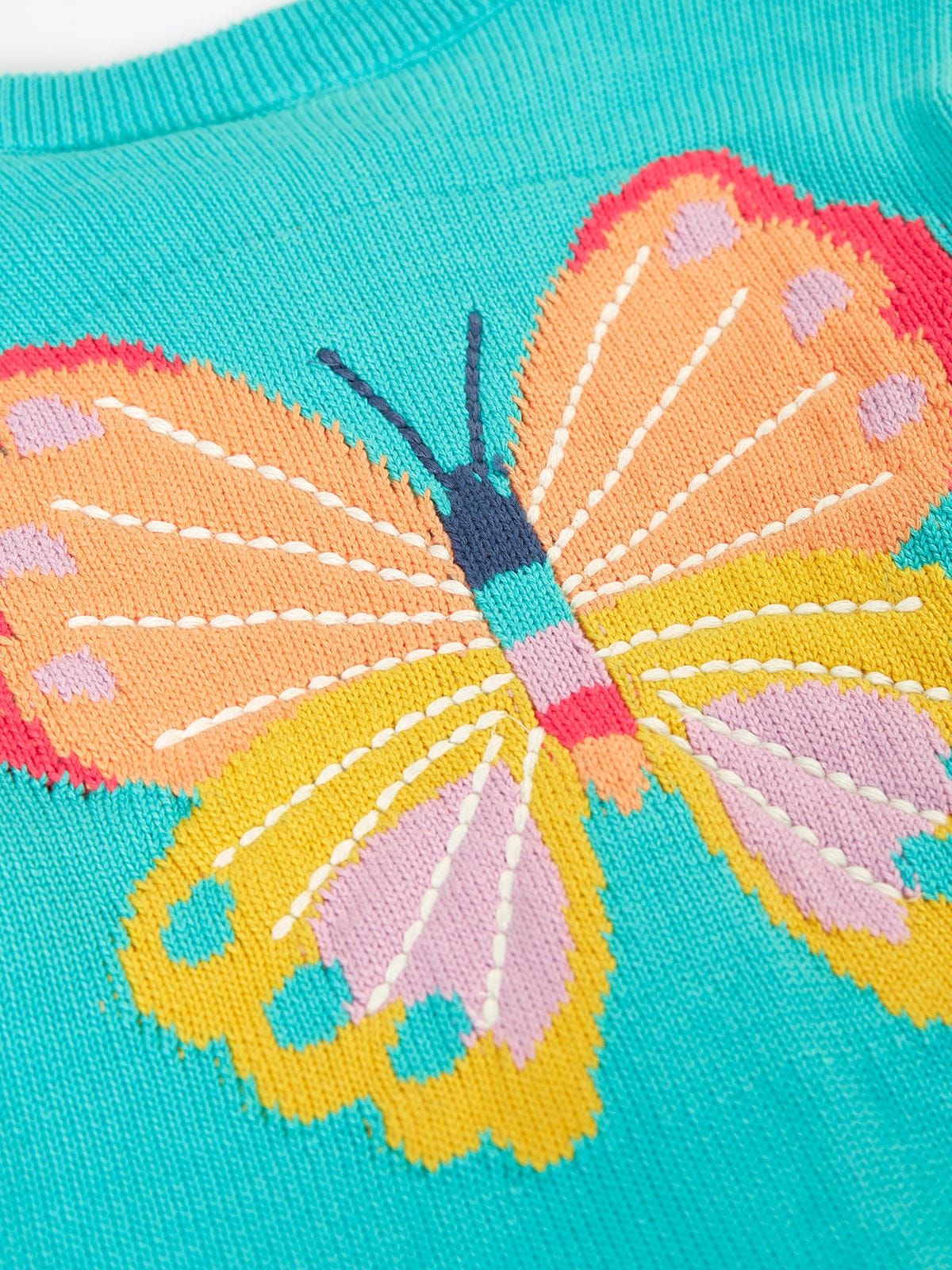 Frugi Cammie Cardigan Pacific Aqua/Butterfly