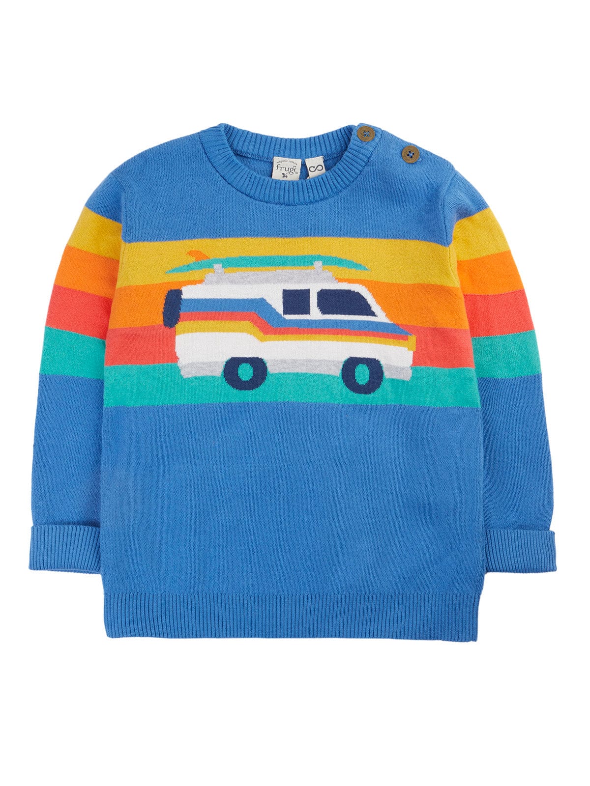 Frugi Elwood Knitted Jumper Cobalt/Campervan