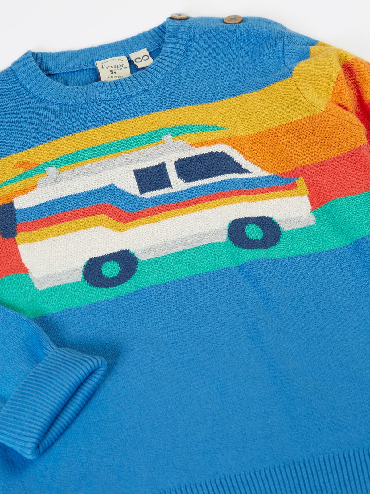 Frugi Elwood Knitted Jumper Cobalt/Campervan