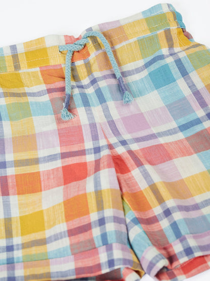 Frugi Archie Slub Shorts Springtime Check